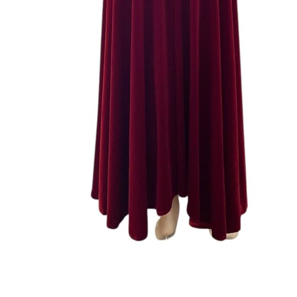 Bruno Duluc Woman's Red Velvet/Velour Quilted Ballet-Core Maxi Dress Sz Lr - Picture 3 of 7